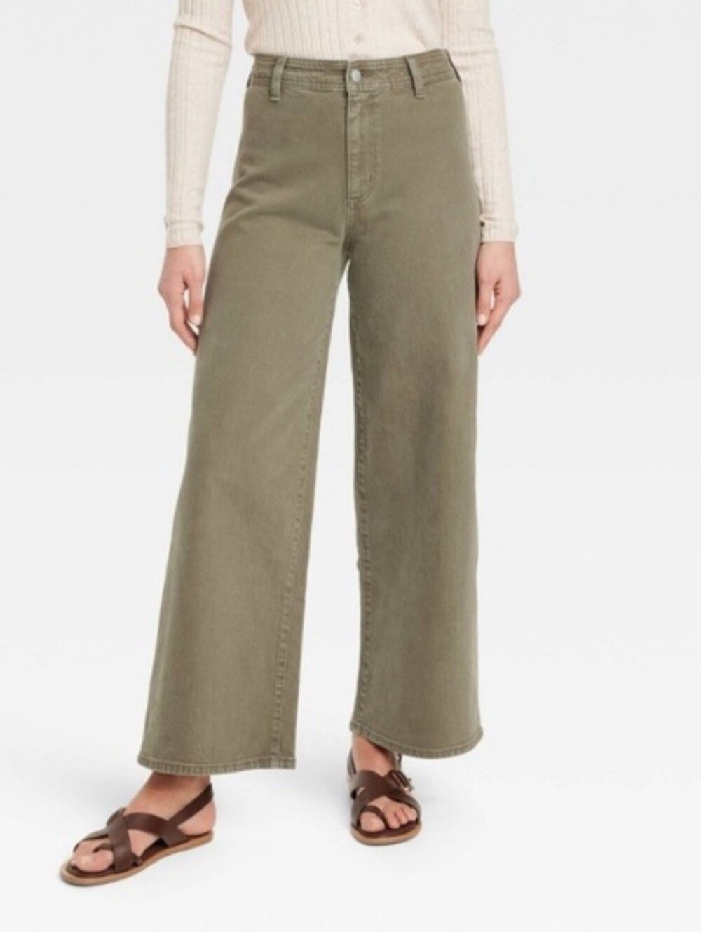 NWT Universal Thread High Rise Sailor Wide Leg Pants Olive Green 14